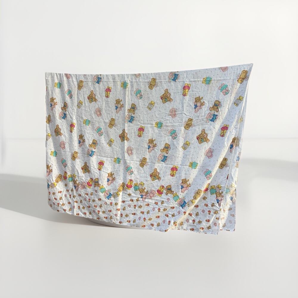 Vintage Teddy Bear Flat Sheet Cottagecore Twin Flat Sheet. Adorable. Nursery